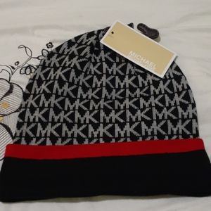 MICHAEL KORS Red, Black, Grey Beanie (NWT)